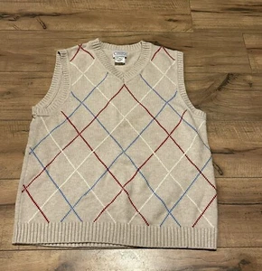 Talbot's Kids Striped Diamond Print V-Neck Sweater Vest ~ Size 8 - Picture 1 of 4