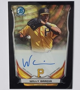 WILLY GARCIA 2014 Bowman Chrome Prospect Card #WG AUTO Black Wave Refractor /50