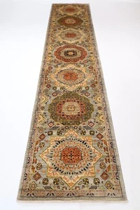 12 ft Hallway Tribal mamluk Runner Rug Afghan Hand Knotted Wool Bedroom Rug - Picture 1 of 9