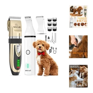 Dog Clippers and Dog Paw Trimmer Kit 2 in 1 Low Noise Cordless Dog Clippers f... - Picture 1 of 8