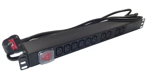 10 way IEC C13 PDU to UK 13A 1U 19" Horizontal Rackmount Power Distribution Unit - Picture 1 of 6