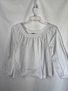 J. Crew Square Neck Puff Sleeve White Top Size XSmall - Picture 1 of 6