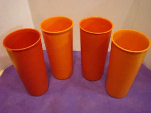 Tupperware VintageTumblers Set of 4 #115 Shades Of Orange 12 Oz. -GUC - Picture 1 of 3