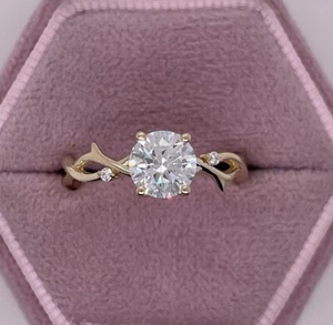 2Ct Round Cut Lab Created Diamond Women's Solitaire Ring 14K Yellow Gold Plated - Picture 1 of 4