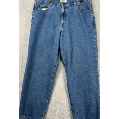 L.L. Bean Jeans Mens 40X30 Blue Flannel Lined Relaxed Fit Straight Denim Pants - Image 1 of 4
