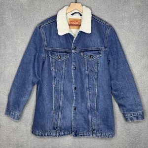 Levi's Jacket Men Small Blue Denim Sherpa Line Trucker Snap Front Western Rodeo - Picture 1 of 6