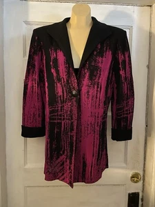 Giacca blazer cardigan Ming Wang rosso nero maglia un bottone taglia S usato in ottime condizioni - Foto 1 di 7