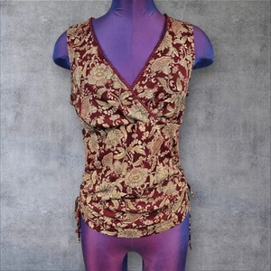 Vintage Y2K Self Esteem Burgundy Brocade Mesh Tank Top Size XL Juniors V27 - Picture 1 of 7