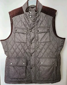 Tasso Elba Men's Zip Up Snap Quilted Vest Tan Men's Large Utility - Picture 1 of 5
