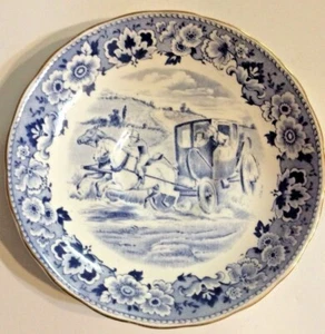 Old Tuscan Fine English Bone China Made in England Blue Stage Coach Saucer - Picture 1 of 5