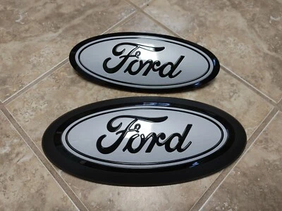 2021-22 F150 custom emblems SPACE WHITE & GLOSS BLACK, TEXTURED SURROUND - Image 1 of 4