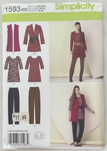 Simplicity 1593 BB Plus Size 20W-28W Women's Knit Separates Sew Pattern - Picture 1 of 2