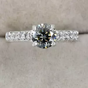Beautiful 1Ct Brilliant Cut Gray Diamond Certified Ring, Amazing Shine & Bling. - Picture 1 of 11