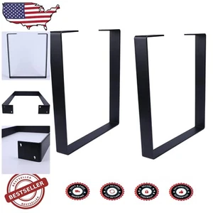Classic Black 16-Inch U-Shaped Steel Table Legs for Coffee Tables & TV Stands - Picture 1 of 9
