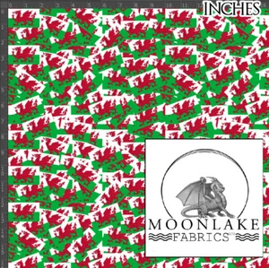 Welsh Flags, Tossed Pattern 100% Quality Cotton Poplin Fabric * Exclusive * - Picture 1 of 2