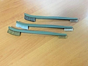 3PCS Double-Ended Wire Brush Set Steel Brass Nylon Welding Slag Rust Cleaner Kit - Picture 1 of 4