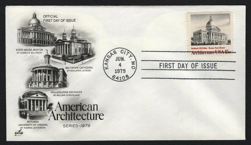 #1781 15c Boston State House, Art Craft Hand Cancel FDC **ANY 5=FREE SHIPPING** - Image 1 of 1