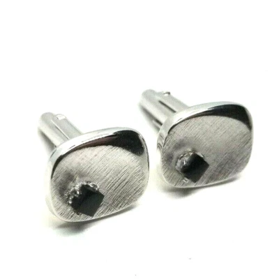 Shields Cufflinks Silver with Black Stone with matching Tie Tack - Image 1 of 3