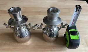 Snowman Candle Holders Metal Chrome Frosty Christmas - Picture 1 of 3