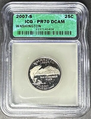 2007-S Proof Washington Quarter ICG PR-70 DCAM, Buy 3 Items, Get $5 Off!! - Image 1 of 2