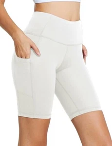 BALEAF Women's 8" Biker Shorts High Waist Yoga Workout Gym Running Volleyball - Picture 1 of 7