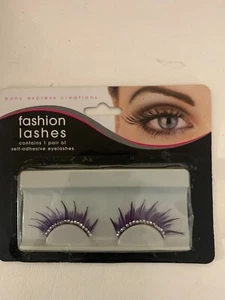 Pony Express Purple on Black Rhinestones Self Adhesive False Eyelashes - Picture 1 of 4