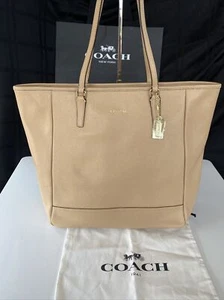 Coach Saffiano Leather  Zip Top Tote Bag Purse in Camel #23891 NWOT - Picture 1 of 10