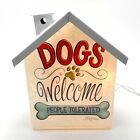 Stony Creek Lighted Glass Décor Dogs Welcome People Tolerated  7" House NTE92D