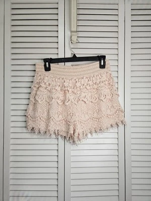 Pantalones Cortos Cato Crochet Rosa Cintura Elástica Para Mujer Talla Mediana Foto 1 de 4