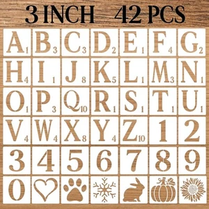 3 Inch Letter Stencils Numbers Craft Stencils, 42 Pcs Reusable Plastic 3 - Picture 1 of 7