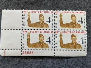 Lote de 4 estampillas postales de Boy Scouts of America de Estados Unidos de 4 centavos sin usar - Imagen 1 de 1
