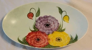 Handbemalte Edward Radford ovale Schale. Art Deco Ranunkeln Muster. England - Bild 1 von 3