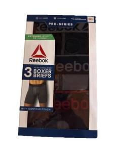 Reebok Mens Pro Series Performance Boxer Briefs 2XL Extended 7.5" Inseam 3-Pack - Picture 1 of 3