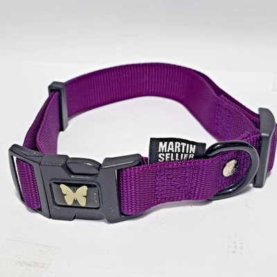 Collar de perro Martin Sellier púrpura de nailon con hebilla ajustable de liberación rápida grande Foto 1 de 4
