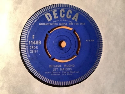 Jet Harris Besame Mucho / Chills & Fever UK Decca Demo F11466 Rock & Roll Mod 6T Foto 1 de 2