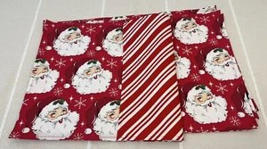 Christmas Placemats Reversible Santa Claus Snowflake Stripe Red White Set of 4 - Picture 1 of 8