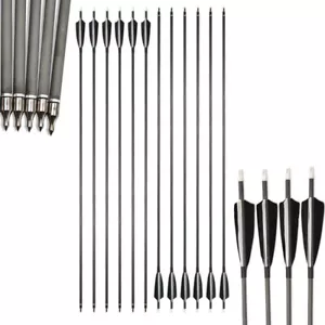 34" Archery Carbon Arrows Spine 500 Turkey Natural Feather Recurve Bow Hunting - Picture 1 of 12
