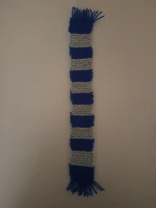 Scarf 15" x 2"  for Small Teddy/Doll Blue + Grey Striped. - Picture 1 of 2
