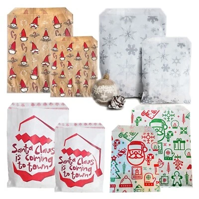 TRULY SWEET CANDY Kraft Paper Counter Bags Smiling Santa Iconic Festive Christmas Party 2 SIZES