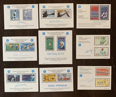 LOTE DE HOJAS DE RECUERDO DE FIRMA CON GUIÓN DE ALEMANIA FÚTBOL, OLIMPIADAS, WATERPOLO Foto 1 de 4