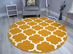Alfombras circulares de piso circular pequeñas medianas grandes ocre oro mostaza baratas Reino Unido - Imagen 1 de 1