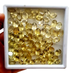 Lote al por mayor de piedras preciosas facetadas ovaladas de cuarzo limón natural 28 piezas 9*11 mm 80 CTS - Imagen 1 de 5