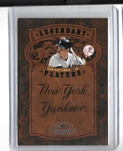 DON MATTINGLY 2005 DONRUSS CLASSIC LEGENDARY PLAYERS #01/800 -YANKEES!!!