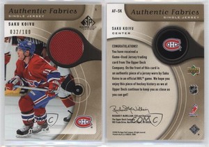 2005-06 SP Game Used Edition Authentic Fabrics Gold /100 Saku Koivu #AF-SK