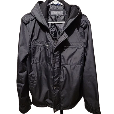 Kenneth Cole Reaction Hombre’s Cremallera Cortavientos Chaqueta Abrigo Con Capucha Talla Mediana  Foto 1 de 4