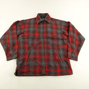 Vintage Johnson Woolen Mills Jacket Large Red Green Plaid Hunting Cruiser Coat - Picture 1 of 8