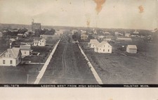 Real Photo Postcard Looking West from High School in Halstad, Minnesota~111376