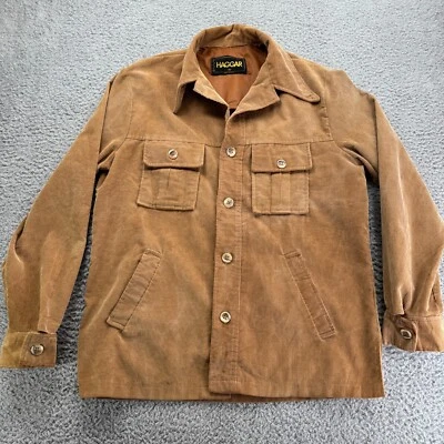 Haggar вельветовый Leisure костюм 42 рубашка куртка коричневый лошадей винтажный 70-х диско страны - Изображение 1 из 4