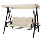 3-person Outdoor Patio Swing Chair W/adjustable Canopy Cover &steel Frame 2 Size