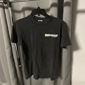 T-shirt vintage rara Y2K body guanto mano taglia media nera 1990 anni 90 grafica 3D - Foto 1 di 6